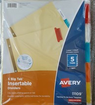 12 sets Avery Insertable Big Tab Dividers 5-Tab Multi-Color Tab Letter new 11109 - £11.69 GBP