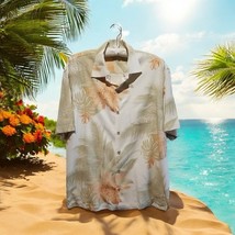 Tommy Bahama Size L Hawaiian Floral Shirt 100% Silk Ivory Beige Orange L... - $23.75