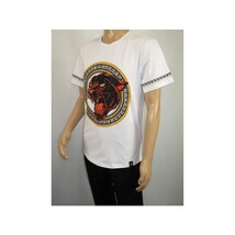 Men LAVERITA European Fashion Crew Shirt Short Sleeve Lion Medallion 94453 White image 9