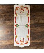 VTG Bucilla Christmas Table Runner Santa Claus CandyCane Holly COMPLETED... - $652.11 MXN