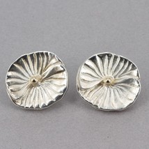 Vintage Boston Museum of Fine Arts Sterling &amp; 14K Water Lily Earrings Si... - £31.69 GBP