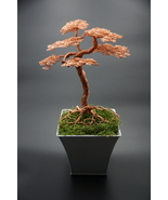 Handcrafted Copper Plated Aluminum Metal Wire Bonsai Tree Sculpture 16.4... - £220.25 GBP