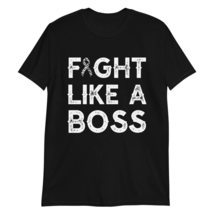 Fight Like a Boss Carcinoid Cancer Awareness Zebra Print Ribbon T-Shirt Black - £15.59 GBP+