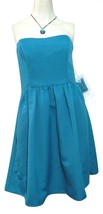 NWT Davids Bridal Blue Short Strapless Faille Dress 10 with Pockets Full Skirt M - £26.10 GBP