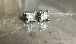 Mens Ladies 14K White Gold Over Cut 8 MM Diamond Stud Earrings 1.00 Ct - £65.57 GBP