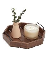 Farmlyn Creek Rustic Wooden Serving Tray Metal Handles 11.75x11.75x2.75in - €15,60 EUR