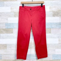 LOFT Marisa Fit Mid Rise Crop Chino Pants Red Stretch Casual Office Wome... - £15.78 GBP