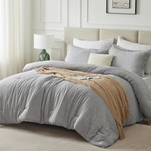 Cozylux Queen Comforter Set - 3 Pieces Light Grey Soft Luxury Cationic Dyeing - $47.99