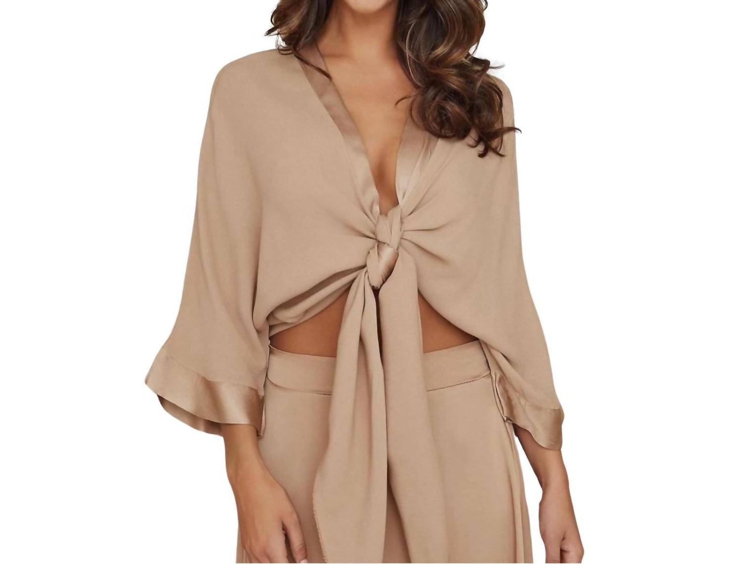 Milio Milano Three Quarter Sleeve Drapy Tie Top Size L - $53.46