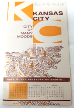 Kansas City 1963 Calendar of Events City of Many Moods Map Fold Out - £14.17 GBP