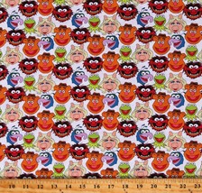 Cotton Muppets Cartoon Characters Faces TV White Fabric Print by Yard D784.89 - £12.74 GBP