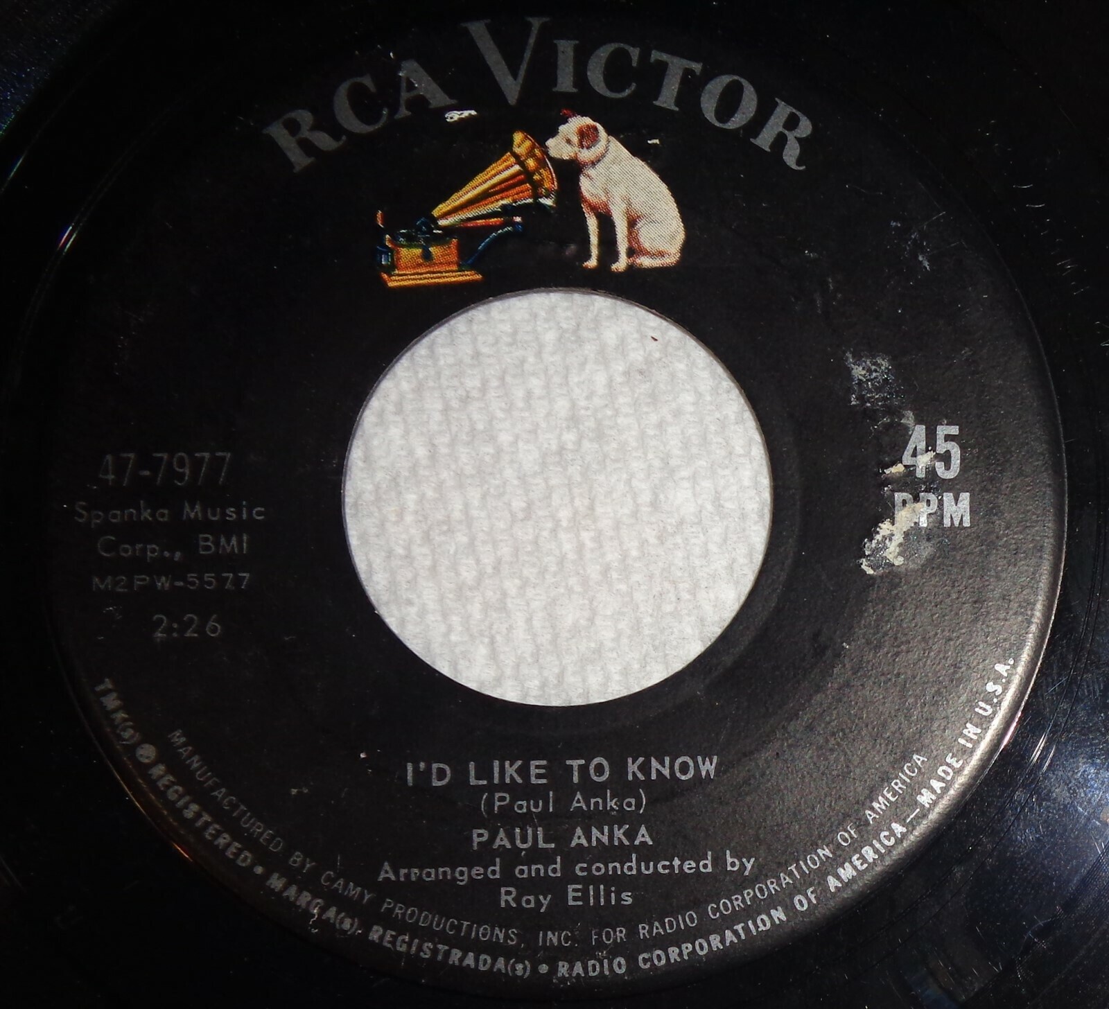 Paul Anka 45 RPM Record - Love Me Warm & Tender / I'd Like To Know C1 Item image 2