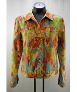 Alexis &amp; Avery Fall Colors Abstract Paisley Print Cotton Jean Jacket-Wom... - £14.15 GBP