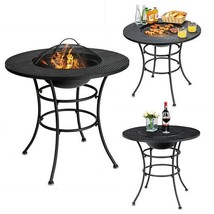 31.5&quot; Patio Fire Pit Dining Table With Cooking BBQ Grate - $165.00