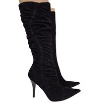 VTG Steven Black Suede Leather Dress Boots Stiletto Heels NWOB Sz 9.5  - €99,53 EUR