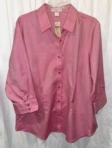 NWT Coldwater Creek No Iron Crossdye Pink 1X 18 Button Up 3/4 Sleeve Blouse $74 - £23.36 GBP