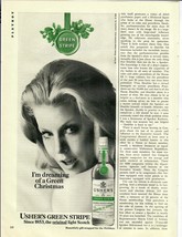 1969 Ushers Green Stripe Scotch Vintage Print Ad Dreaming of A Green Chr... - £9.94 GBP