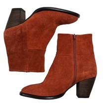 GARNET HILL Size 7 Booties Orange Suede Ankle Boots Zip Italy Leopard Wo... - £23.81 GBP