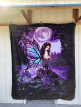 Fairy Full Moon Fairy Fantasy Mythical Queen Size Blanket Bedspread - £48.97 GBP