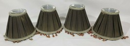 4 Elegant Mini Lamp Shades With Beaded Tassels - £32.66 GBP