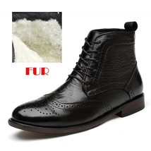 Plus Size Men Boots Natural Leather Lace Up Autumn And Winter Shoes Men Vintage  - £95.32 GBP