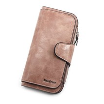 Women&#39;s Wallet Made Of Wax Oil Skin Wallets Three Fold Vintage Leather Purses Mo - £15.83 GBP
