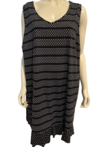 Lands&#39; End Black with White Polka Dots V Neck Sleeveless Dress Size 3X - £28.37 GBP