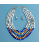 Necklace Mix Blue Gold Pearl Sigma Set for Women - $86.26 CAD