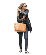 Women&#39;s Faux Leather Sleeve Black Winter Wool Mid-length Coat RRP$130 AU... - $109.34 CAD