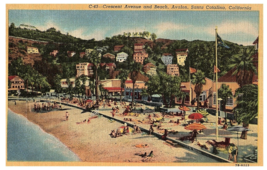 Crescent Avenue &amp; Beach Avalon &amp; Santa Catalina California Postcard 1951 - £11.62 GBP