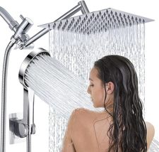 Shower Head,8”Rain Shower Head with Handheld Spray Combo with 11&#39;&#39; Angle, Chrome - £30.66 GBP