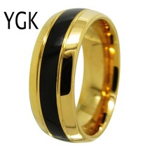 Wedding Jewelry Golden Dome With Black Center New Tungsten Rings for Men&#39;s Bride - £29.20 GBP