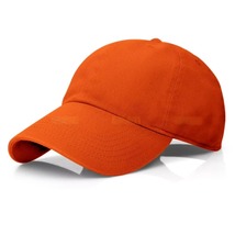 Orange Cotton Baseball Cap Ball Hat Adjustable Plain Solid Washed Men Wa... - £14.68 GBP