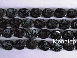 25 12 x 9 mm Czech Glass Twisted Flat Oval Beads: Jet - Picasso - £3.03 GBP