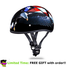 Daytona Freedom Eagle USA Flag Skull Cap DOT Slim Motorcycle Helmet (2XS - 2XL) - £50.86 GBP