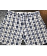 Tommy Hilfiger Blue Plaid Bermuda Short Flat Front Slash Pockets Mens Si... - €9,69 EUR