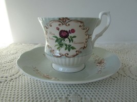 Queen&#39;s Bone China Royal Horticultural Ctr Teacup &amp; Saucer Redoute&#39;s Roses India - £14.83 GBP