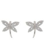 Silvertone Rhodium Plated Brass Ladies Cubic Zirconia Dragonfly Stud Ear... - $32.00