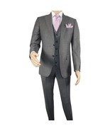 Men Suit BERLUSCONI Turkey 100% Italian Wool Super 180&#39;s 3pc Vested #Ber... - $492.75 CAD