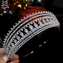 Bride CZ Crown European  Headband Hairband  Queen Hairband Bridal Headdress and  - £95.71 GBP