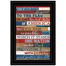 Red White and Blue Pledge Of Allegiance Black Framed Print Wall Art - $79.99