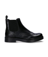 Bottines chelsea véganes pour femme en Apple Skin noir avec bout brogue d'aile - $153.20