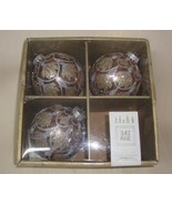 34th &amp; Pine (3) Silver Glass Christmas Tree Ornaments 4” Each - £15.65 GBP