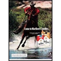 1978 Marlboro Cigarettes Vintage Print Ad Man Cowboy Horseback River Wall Art - £8.20 GBP