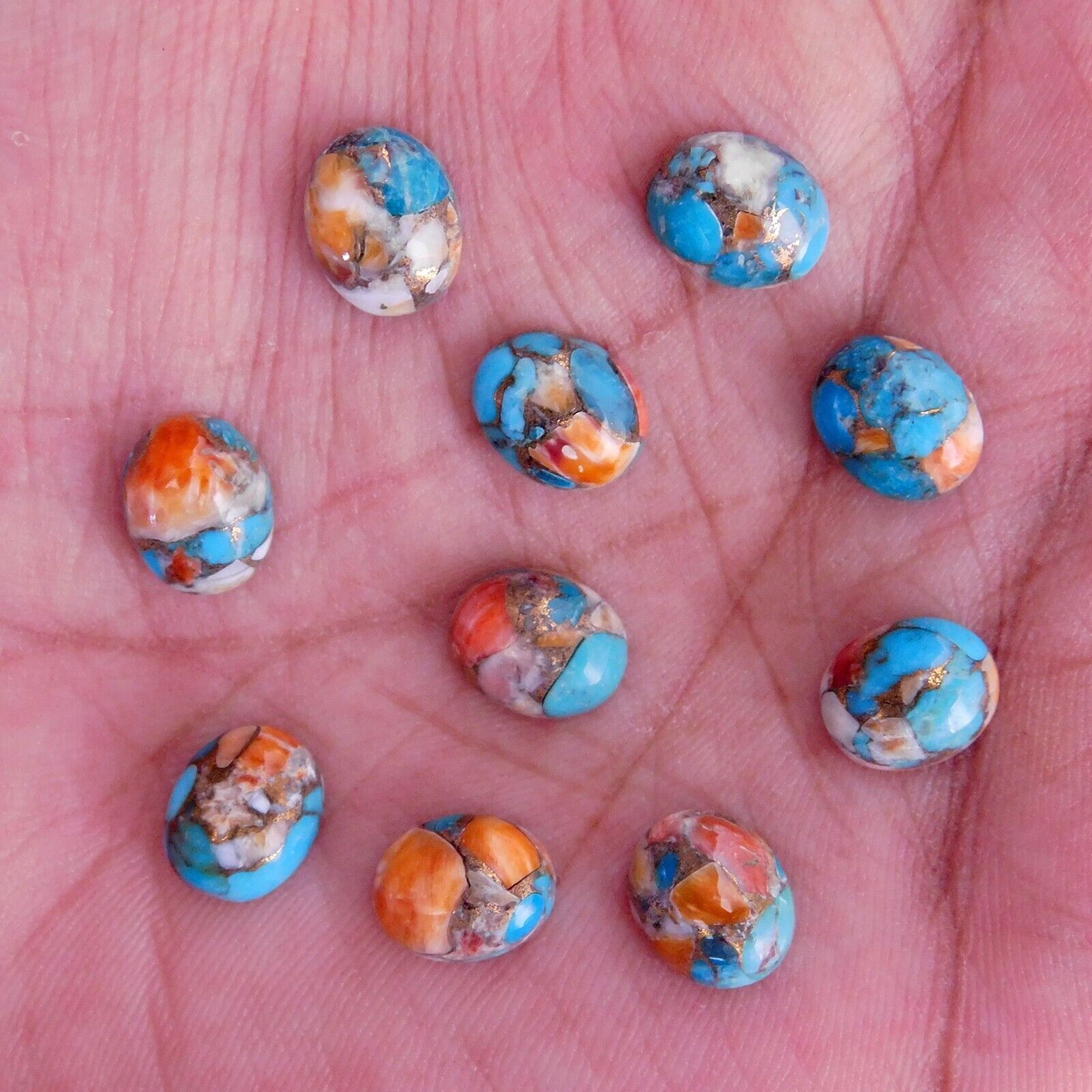 Primary image for 4x6 mm Oval Natural Composite Oyster Copper Turquoise Cabochon Gemstone 20 pcs