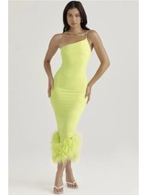  Spaghetti Strap Feathers Square Collar Bodycon Dress Summer Sleeveless Feathers - £100.03 GBP