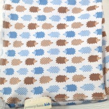 Pottery Barn Kids Hedgehog Baby Blanket Blue brown white plaid swaddle Receiving - £55.94 GBP