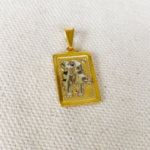 18k Gold Filled Plate Rectangle Pendant Featuring A Boy And Girl Kiss in Rhodium - £6.30 GBP