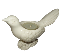 PRETTY Shabby Cottage YANKEE CANDLE Bird Tealight CANDLE HOLDER Cream Ivory - $19.79