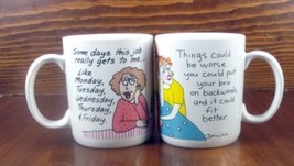  Set Of Shoebox Greetings Coffee Cup/Mug Set Humor Job Bra Backwards Wor... - £31.02 GBP